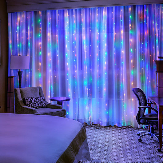 Cortina de Luces Navideñas con Control de Sonido y USB