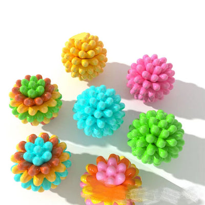 Bright green spiky TPR pet dog molar ball for bite resistance training and tooth cleaning.