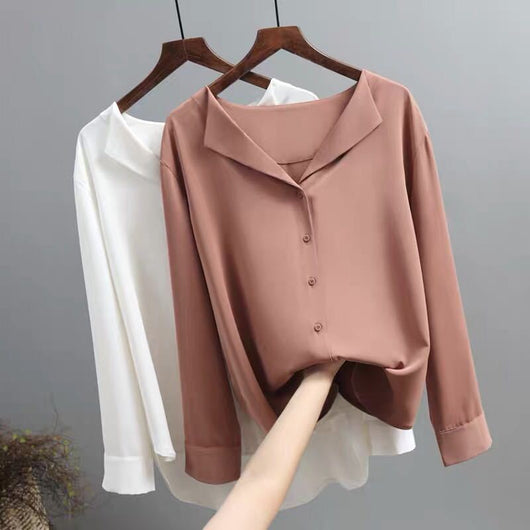 Blusa de Gasa Francesa Manga Larga Suelta y Casual - Image 10
