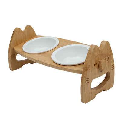 Comedero Doble de Cerámica con Soporte de Madera Ajustable para Perros y Gatos - Image 7