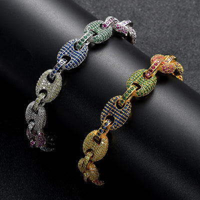 Cadena de Cerdo Zirconia Multicolor - Diseño Grano de Café - Image 11