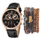 Reloj Pulsera Punk con Cinturón y Brazalete Doble Esfera