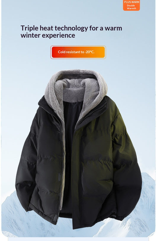 Chaqueta de Invierno Hombre Acolchada Suelta con Diseño Falsa Dos Piezas - Image 25