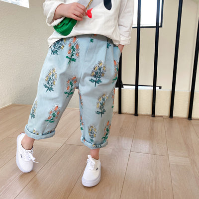 Pantalones Infantiles Estilo Floral con Diseño de Flores Rotas - Image 22