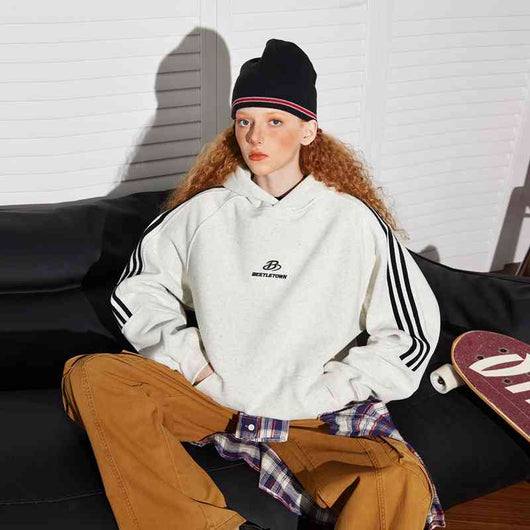 Sudadera con Capucha de Rayas Retro Deportiva para Mujer - Image 11
