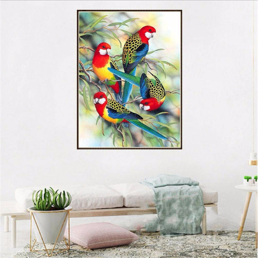 Cuadro de Diamantes 5D - Pájaro en Árbol, Pintura de Diamantes DIY - Image 2