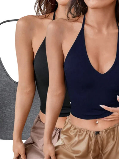 Set de 3 Tops Cortos Halter Backless para Verano