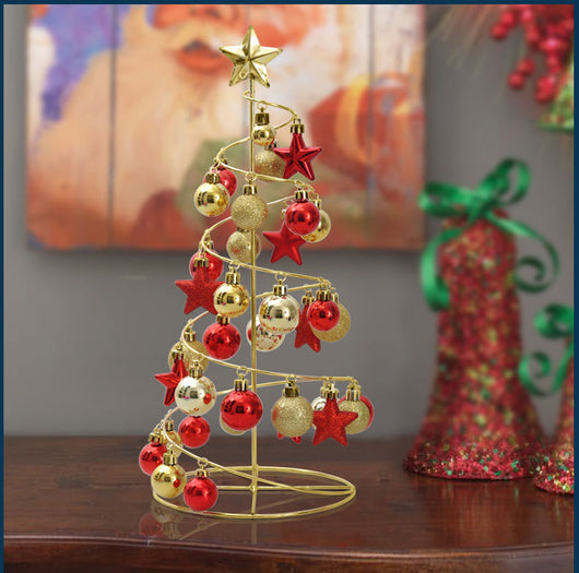 Árbol Navideño Metálico Miniatura con Bolas Decorativas para Escritorio - Image 8