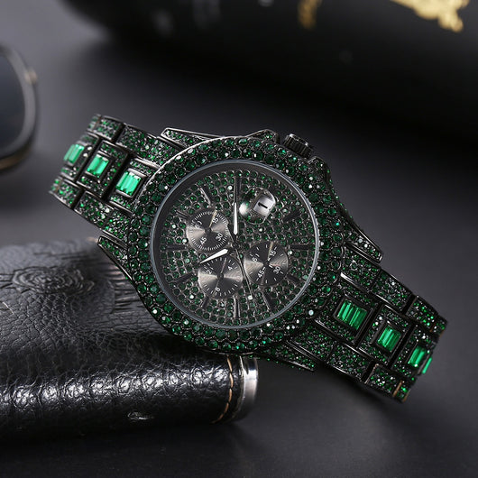 Reloj Hombre Hip Hop Cristales Brillantes Luminoso Cuarzo Multicolor - Image 11