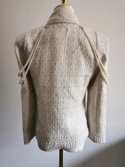 Chaqueta de Lentejuelas Perladas con Borlas y Cuentas para Mujer - Image 13
