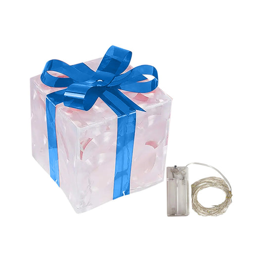 Caja de Regalo Navideña Luminosa con Moño - Decoración LED para Interiores y Exteriores