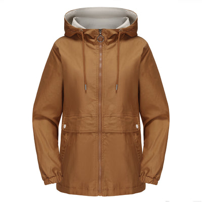 Abrigo Impermeable con Capucha en Colores Sólidos para Mujer - Image 8