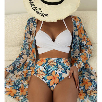 Traje de Baño Tres Piezas Estampado con Protección Solar - Image 16