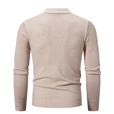 Suéter Cuello Redondo Hombre Invierno Ajustado Color Sólido - Image 3