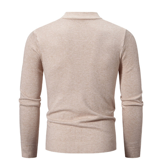 Suéter Cuello Redondo Hombre Invierno Ajustado Color Sólido - Image 3