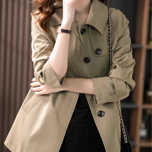 Gabardina Corta Estilo Británico Texturizada para Primavera y Otoño - Image 2