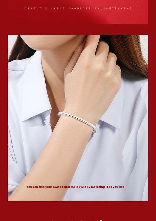 Pulsera de Plata Pura 9999 Cierre Fijo Diseño Minimalista para Mujer - Image 12