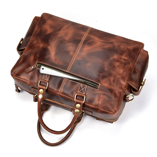 Bolsa Mensajera de Cuero Genuino Estilo Retro con Gran Capacidad para Hombre - Image 4