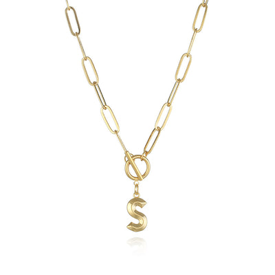 Collar de Letra Chapado en Oro Real Estilo Hip Hop - Image 60