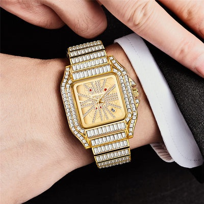 Reloj de Cuarzo Hip Hop con Diamantes Completos y Carátula Grande para Hombre - Image 3