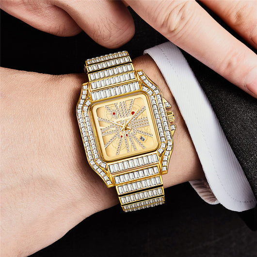 Reloj de Cuarzo Hip Hop con Diamantes Completos y Carátula Grande para Hombre - Image 3