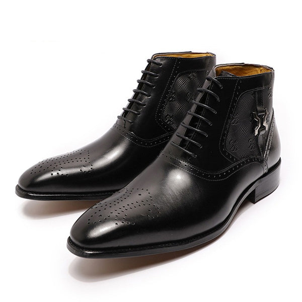 Botas de Cuero para Hombre con Punta Afilada y Cordones Frontales - Image 5