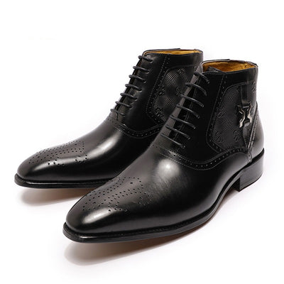 Botas de Cuero para Hombre con Punta Afilada y Cordones Frontales - Image 5