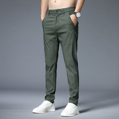 Pantalones Casuales Hombre Verano Tela Ligera Corte Recto Elásticos - Image 12