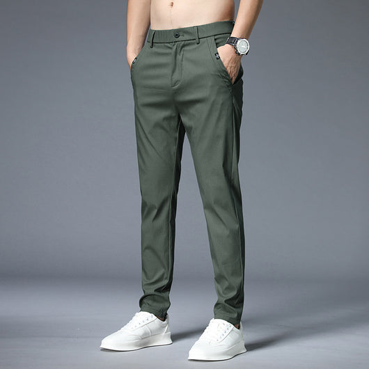 Pantalones Casuales Hombre Verano Tela Ligera Corte Recto Elásticos - Image 12