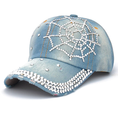 Gorra de Moda con Diseño de Telaraña y Cristales Brillantes - Image 4