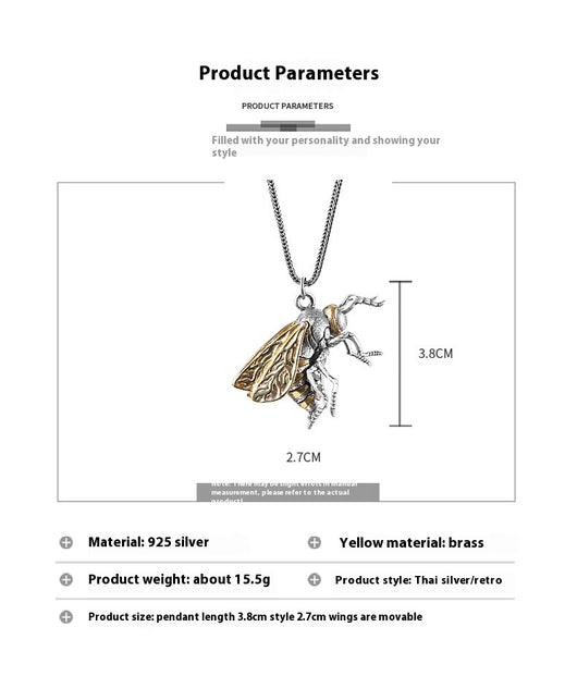 Dije Abeja de Plata Tailandesa Unisex Personality - Image 7