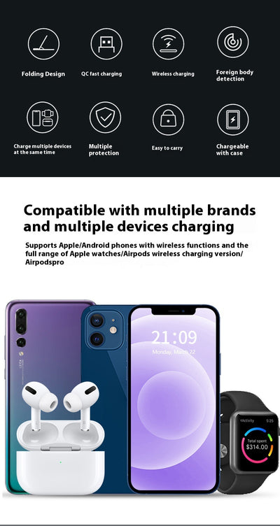 Cargador Inalámbrico Múltiple 4 en 1 - Compatible con Smartphone, Reloj y Auriculares - Image 16