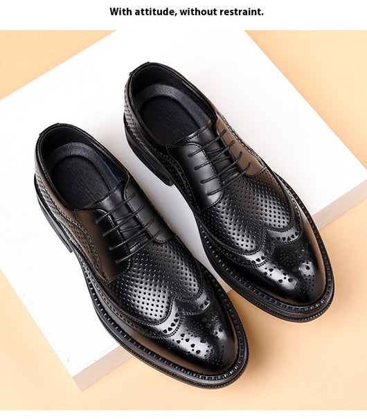 Zapatos Ejecutivos de Cuero Hueco para Hombre - Elegancia Formal y Casual - Image 9