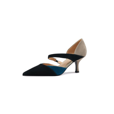 Zapatos de Tacón Stiletto Puntiagudo con Combinación de Colores para Mujer - Image 8