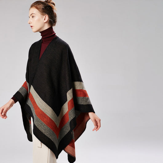 Poncho Cachemir de Marco Amplio con Abertura Frontal - Image 5