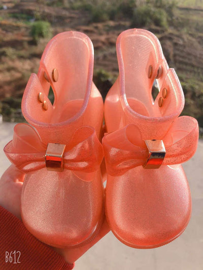 Botas de Lluvia Infantiles con Moños de Colores Sólidos - Image 6
