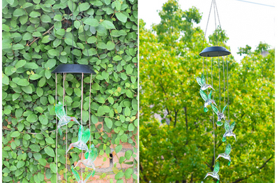 Lámpara Solar Decorativa con Cambio de Color - Carillón de Viento Cristal Colibrí y Mariposa - Image 13