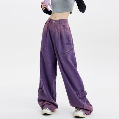 Pantalones Chaopai Púrpura Rectos de Pierna Ancha - Image 15