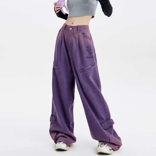 Pantalones Chaopai Púrpura Rectos de Pierna Ancha - Image 15