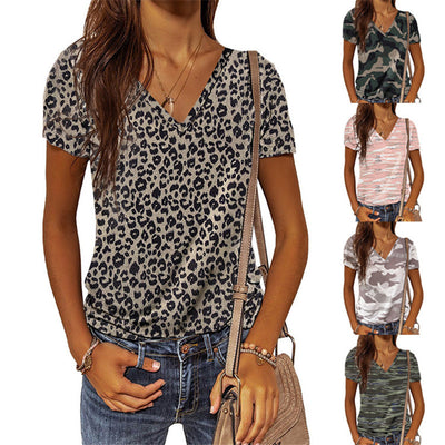 Blusa Leopardo Cuello V Manga Corta Ajustada - Image 5