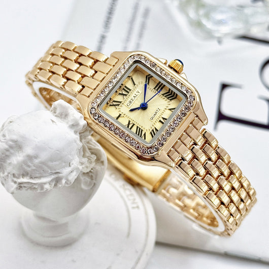 Reloj Cuadrado Retro Impermeable para Mujer con Cristales Incrustados - Image 12