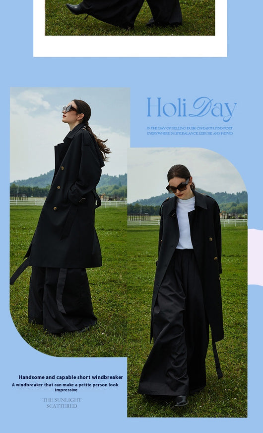 Abrigo Trench Largo para Mujer con Cuello Alzado y Doble Botonadura Ajustable - Image 27