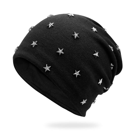 Gorro Hip Hop Invierno con Remaches y Estrella - Beanie Urbano Resistente al Viento