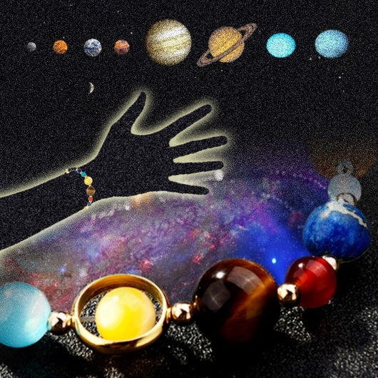 Pulsera del Universo con 8 Planetas en Piedra Azul - Image 13