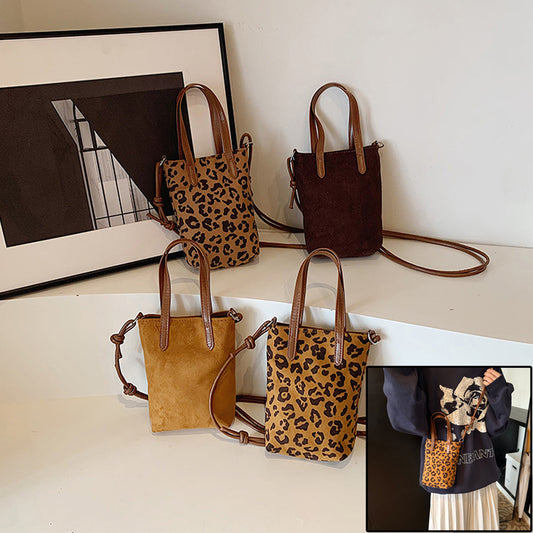 Bolsa Crossbody Retro Leopardo Otoño Invierno - Bandolera Ante Versátil para Teléfono