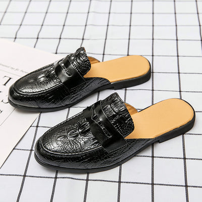 Zapatos de Cuero Semiabiertos con Patrón Cocodrilo para Hombre - Image 4