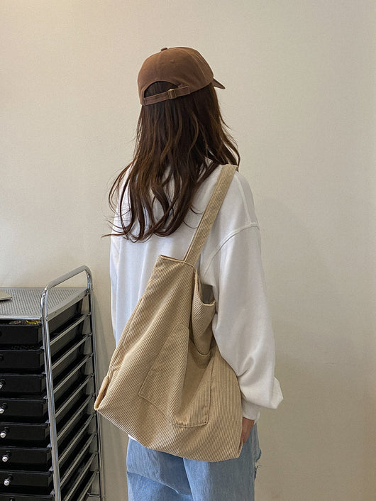 Bolso de Hombro Corduroy Capacidad Grande - Estilo Literario y Versátil - Image 21
