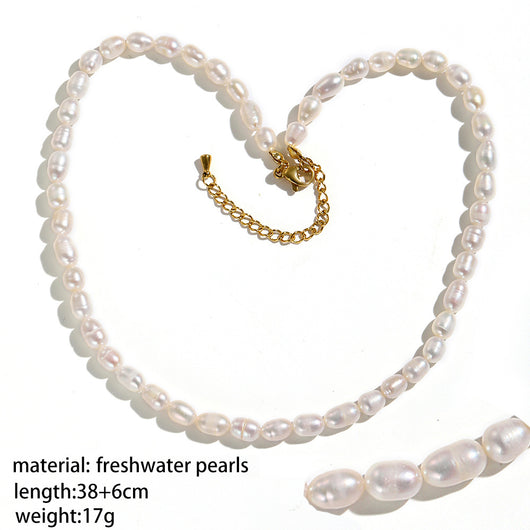 Collar de Perlas de Agua Dulce Natural - Cadena de Clavícula Lujo Minimalista - Image 7