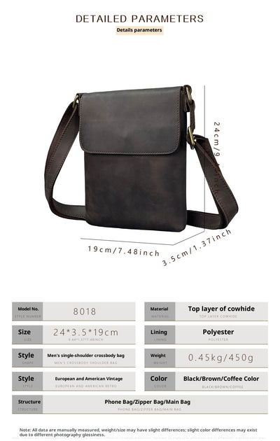 Mochila Crossbody de Cuero Crazy Horse para Hombre - Bolsa iPad Minimalista - Image 7