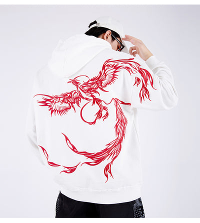 Sudadera Étnica con Capucha y Bordado de Fénix para Hombre - Image 11